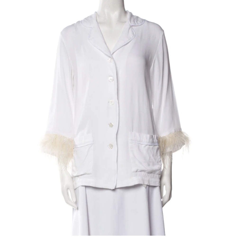 Sleeper White With White Ostrich Feather Trim Shirt S